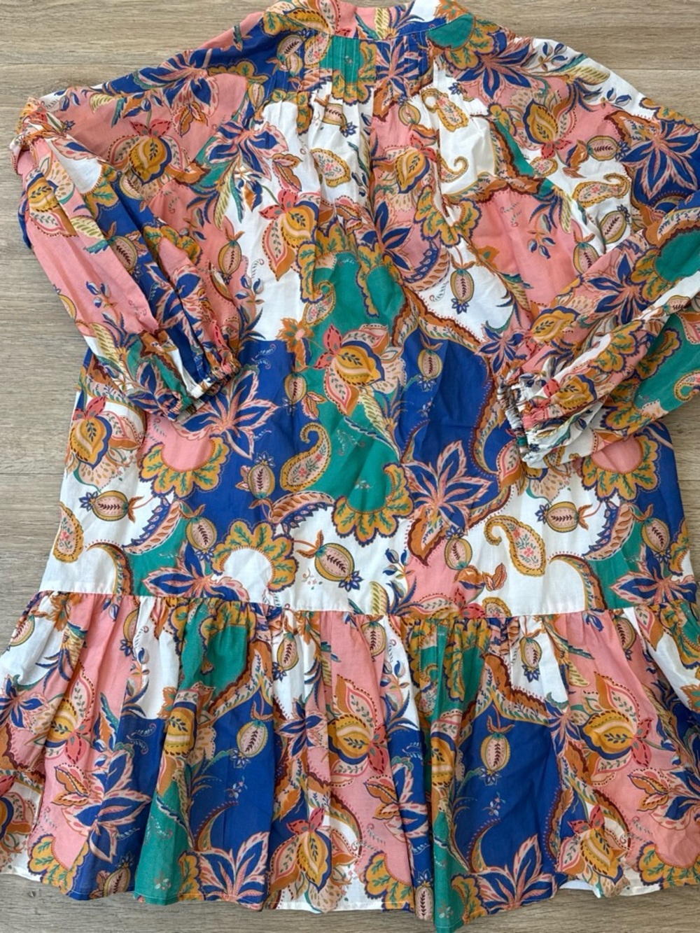 ANTONIO MELANI Paisley Button-Front Dress in Navy, Coral & Green 6 - Picture 5 of 5